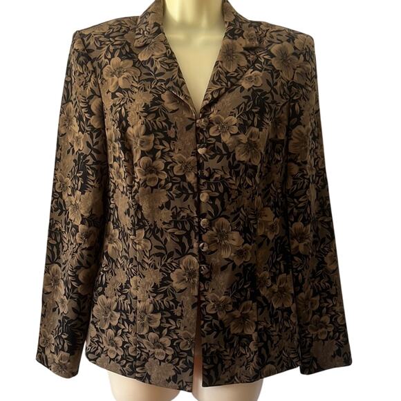 Teddi Vintage Floral Print Blazer Suit Jacket Woman Size 6 Unlined Shoulder Pads - Picture 1 of 9